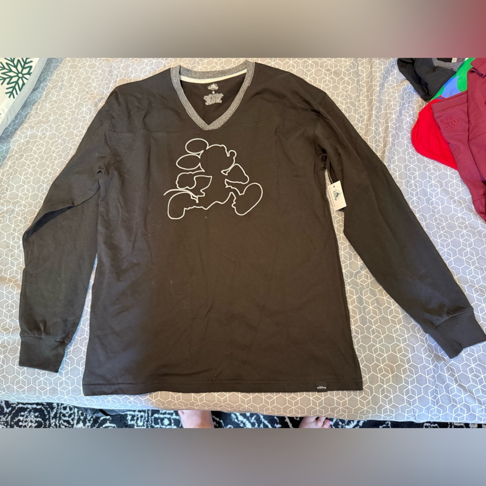Disney Black Crewneck Tee with White Logo Print